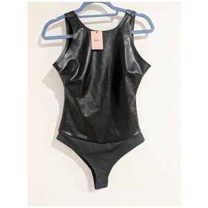 Pinsy Vegan Leather High Neck Tank Shapewear Bodysuit